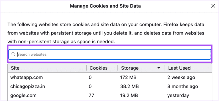manage-cookies-and-site-data-firefox-mac-768x354-1 أفضل 7 إصلاحات لعدم تحميل Microsoft OneDrive في المتصفح على Windows 11