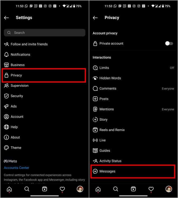 messages-option-on-Instagram-Privacy-Settings كيفية إيقاف الردود على قصص Instagram الخاصة بك