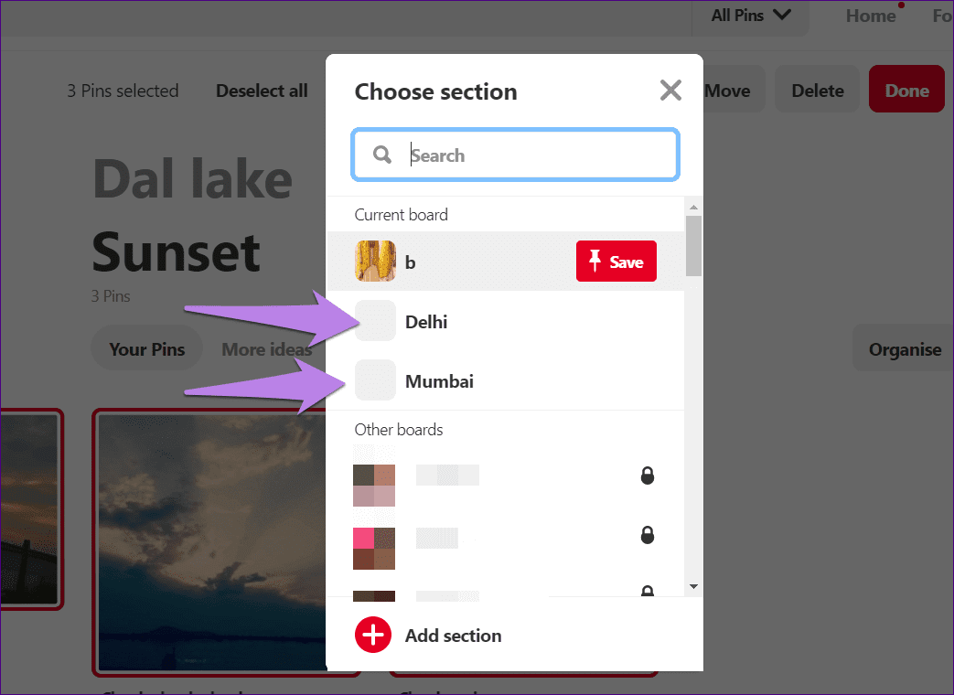 كيفية نقل القسم إلى لوحة جديدة في Pinterest - %categories