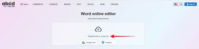 open-docx-no-word-abc-upload.jpg كيفية فتح ملف DOCX بدون Microsoft Office