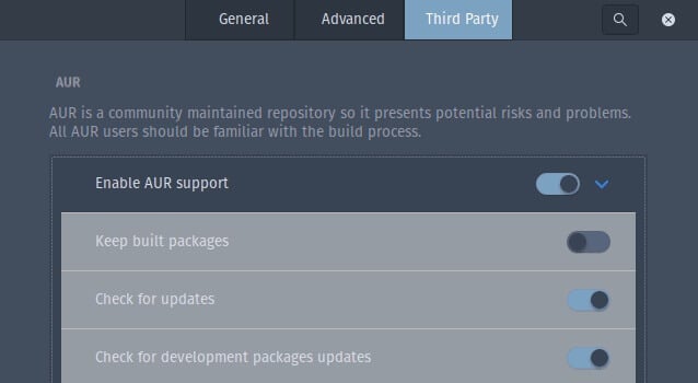 pamac-enable-aur-support كيفية استخدام AUR في Arch Linux