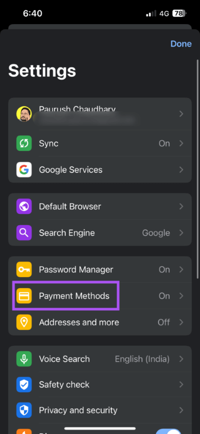 payment-methods-settings-chrome-iphone-473x1024-1 كيفية إضافة طريقة دفع في Google Chrome على سطح المكتب والجوال