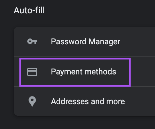 payment-methods-settings-chrome كيفية إضافة طريقة دفع في Google Chrome على سطح المكتب والجوال