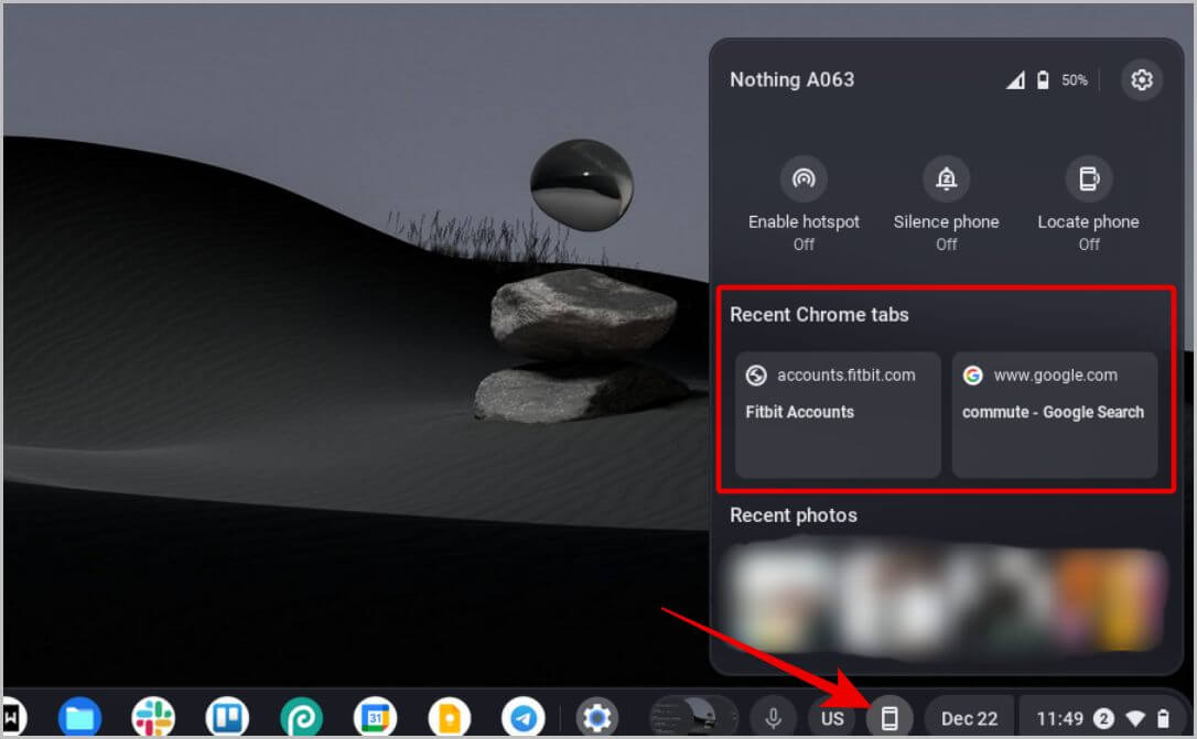 recent-chrome-tabs-in-Phone-hub-on-ChromeOS 8 ميزات فريدة لتكامل نظام التشغيل ChromeOS ونظام Android
