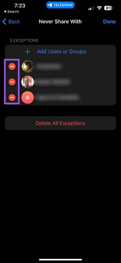remove-exceptions-profile-picture-settings-telegram-iphone-473x1024-1 كيفية إخفاء صورة ملف تعريف من سطح مكتب وجوال لجهات اتصال محددة على Telegram
