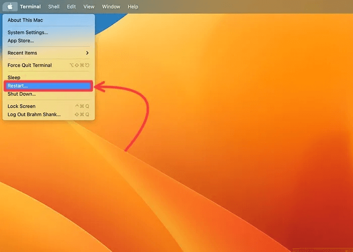 screenshots-restart.jpeg كيفية تعطيل معاينة لقطة الشاشة المصغرة على Mac