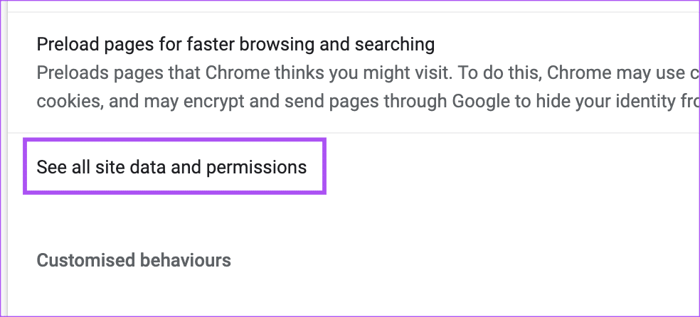 see-all-site-data-and-permissions-chrome-settings أفضل 7 إصلاحات لعدم تحميل Microsoft OneDrive في المتصفح على Windows 11