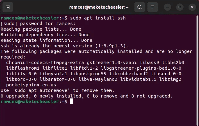 ssh-passwordless-linux-02-installing-openssh.png كيفية تمكين عمليات تسجيل الدخول عبر SSH بدون كلمة مرور على نظام Linux