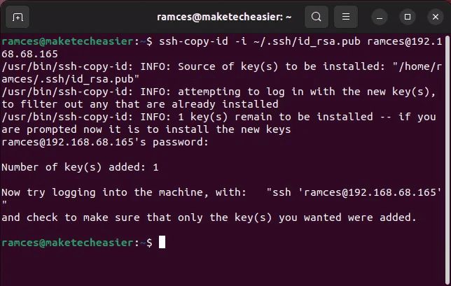 ssh-passwordless-linux-04-ssh-copy-id.png كيفية تمكين عمليات تسجيل الدخول عبر SSH بدون كلمة مرور على نظام Linux