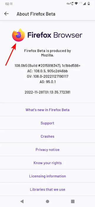 tap-the-firefox-logo-five-times.png كيفية تثبيت أي وظيفة إضافية في Firefox لنظام Android