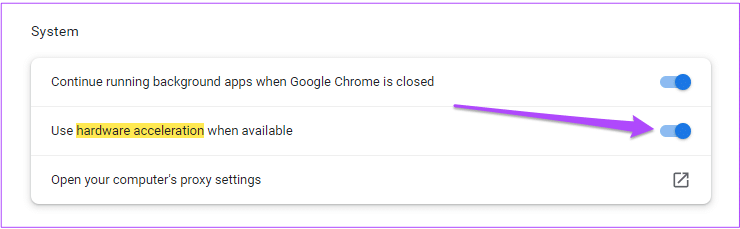 turn-off-hardware-acceleration-in-chrome-on-windows أفضل 7 إصلاحات لعدم تشغيل مقاطع فيديو YouTube على نظام Mac