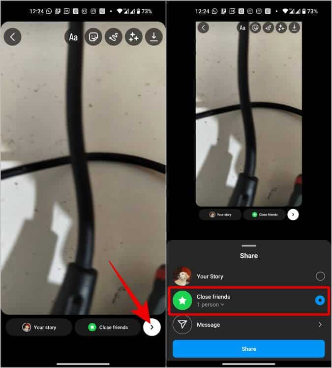 uploading-story-to-close-friends-on-Instagram كيفية إيقاف الردود على قصص Instagram الخاصة بك