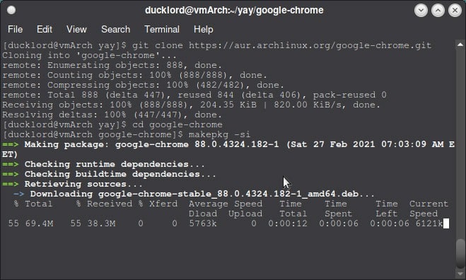 use-aur-in-arch-chrome-makepkg كيفية استخدام AUR في Arch Linux