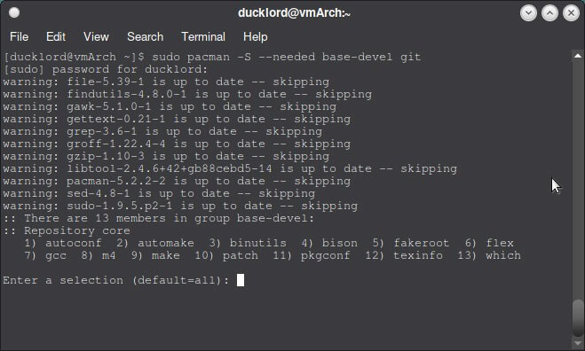 use-aur-in-arch-install-git-base-dev كيفية استخدام AUR في Arch Linux