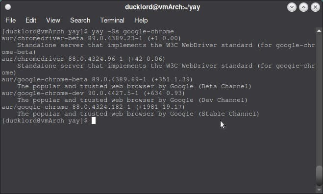 use-aur-in-arch-yay-install-google-chrome كيفية استخدام AUR في Arch Linux