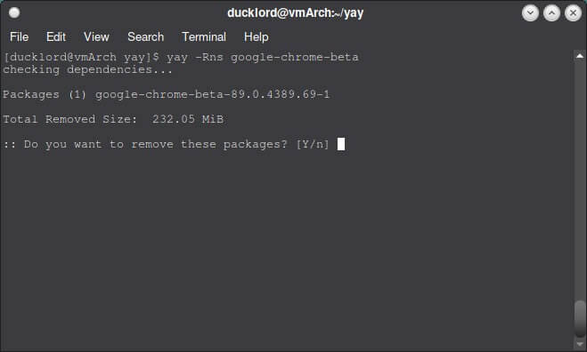 use-aur-in-arch-yay-uninstall-app كيفية استخدام AUR في Arch Linux