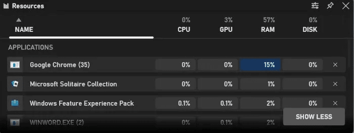 xbox-game-bar-resources-expanded.jpg 5 أشياء مفيدة يمكنك القيام بها باستخدام Xbox Game Bar على نظام Windows