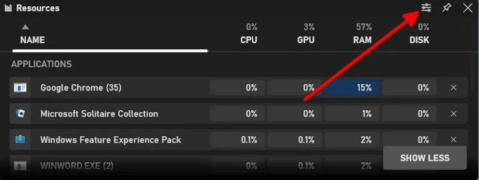 xbox-game-bar-resources-options-button.jpg 5 أشياء مفيدة يمكنك القيام بها باستخدام Xbox Game Bar على نظام Windows