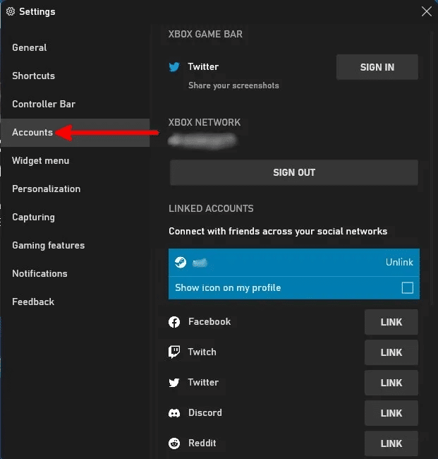 xbox-game-bar-settings-accounts.jpg 5 أشياء مفيدة يمكنك القيام بها باستخدام Xbox Game Bar على نظام Windows
