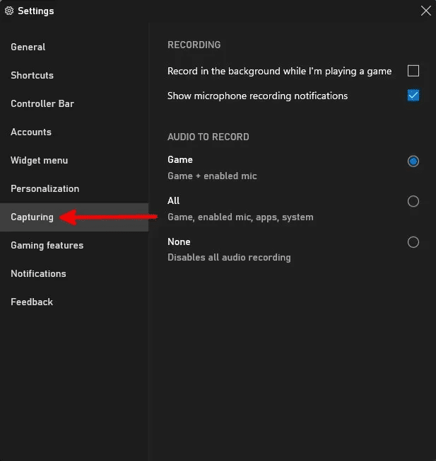 xbox-game-bar-settings-capturing.jpg 5 أشياء مفيدة يمكنك القيام بها باستخدام Xbox Game Bar على نظام Windows