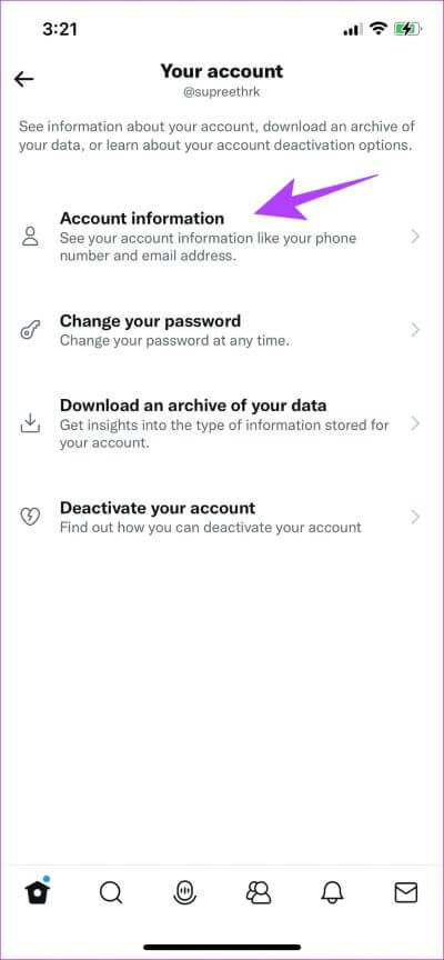Account-Infromation- كيفية إصلاح تكرار نفس التغريدات على يوميات Twitter على iPhone و Android