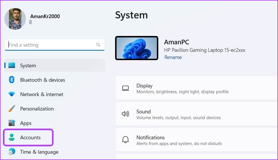 Account-option كيفية إزالة PIN عند تسجيل الدخول في Windows 11