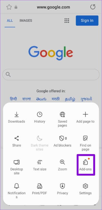 Add-ons-in-Samsung-Internet-Browser-1-500x1024-1 أفضل 7 طرق لإصلاح استمرار توقف متصفح الإنترنت من Samsung على Android