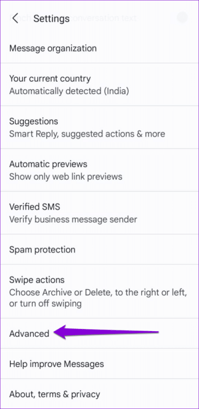 Advanced-Messages-Settings-on-Android-500x1024-1-e1677180799111 أفضل 8 طرق لإصلاح عدم تنزيل رسائل الوسائط المتعددة MMS على Google Messages في Android