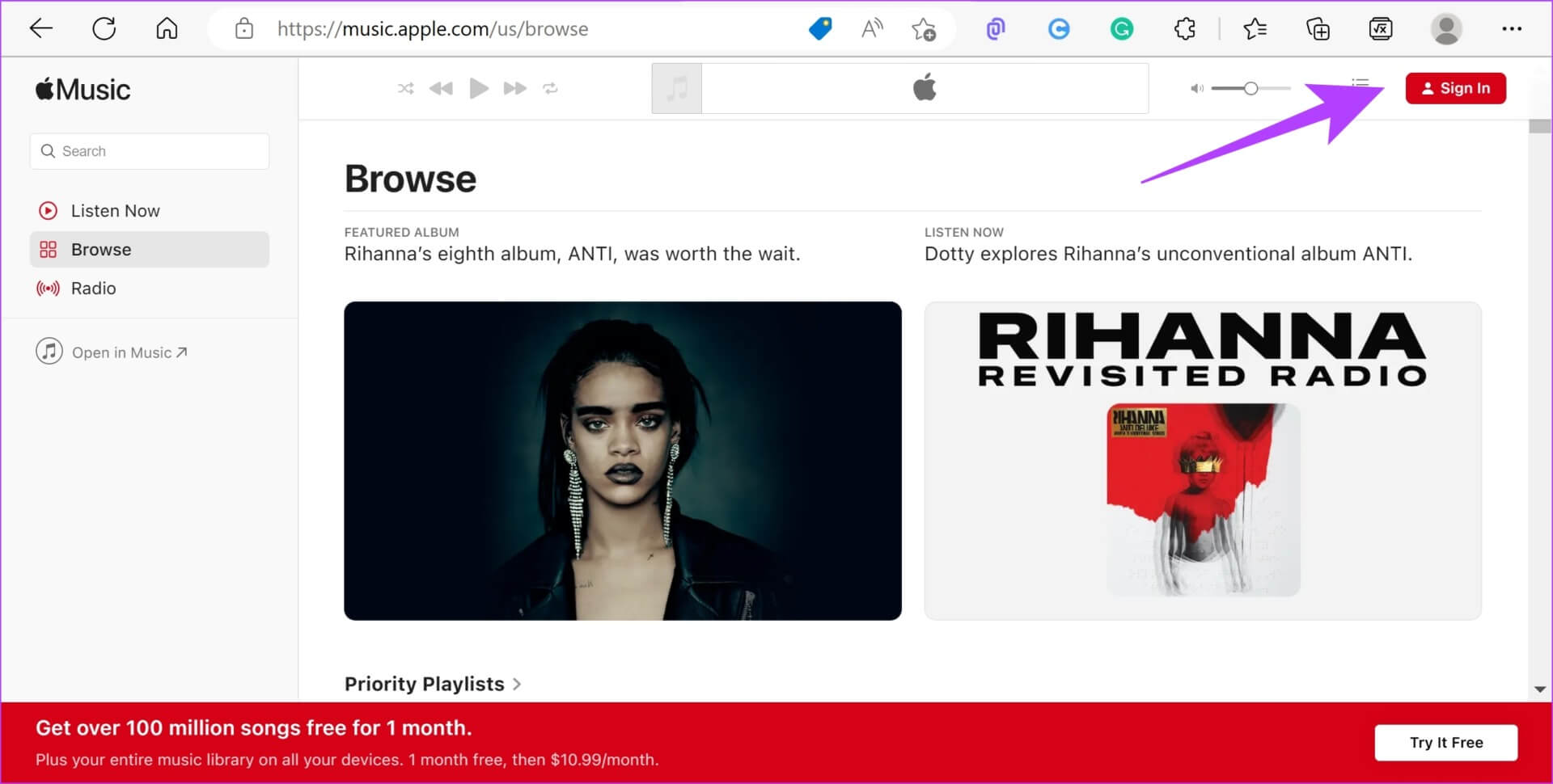Apple-Music-Website كيفية استخدام Apple Music على جهاز كمبيوتر  Windows: إليك 4 طرق سهلة