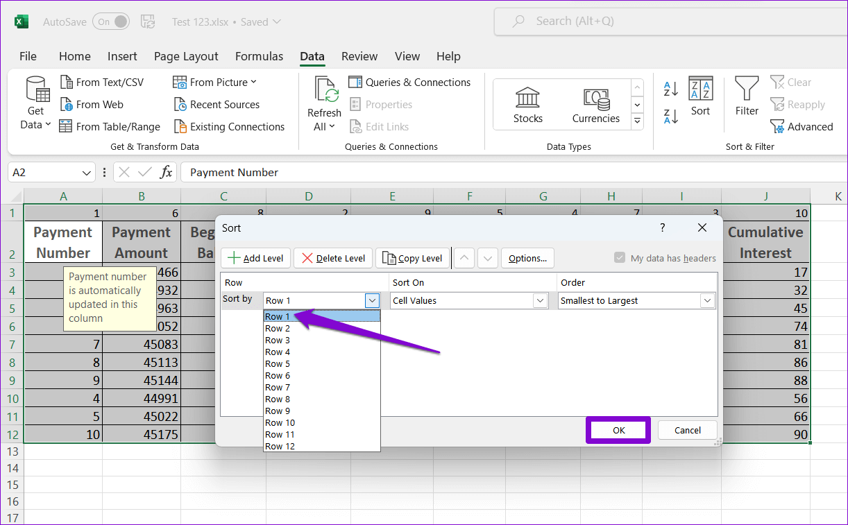 Arrange-Columns-Using-Sort-Feature-in-Excel 3 طرق سهلة لتحريك الصفوف والأعمدة في Microsoft Excel