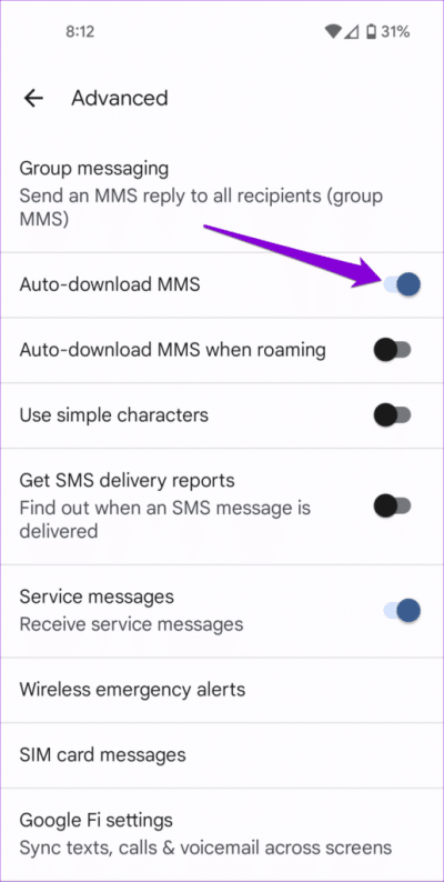 Auto-Download-MMS-on-Android-516x1024-1-e1677180832970 أفضل 8 طرق لإصلاح عدم تنزيل رسائل الوسائط المتعددة MMS على Google Messages في Android
