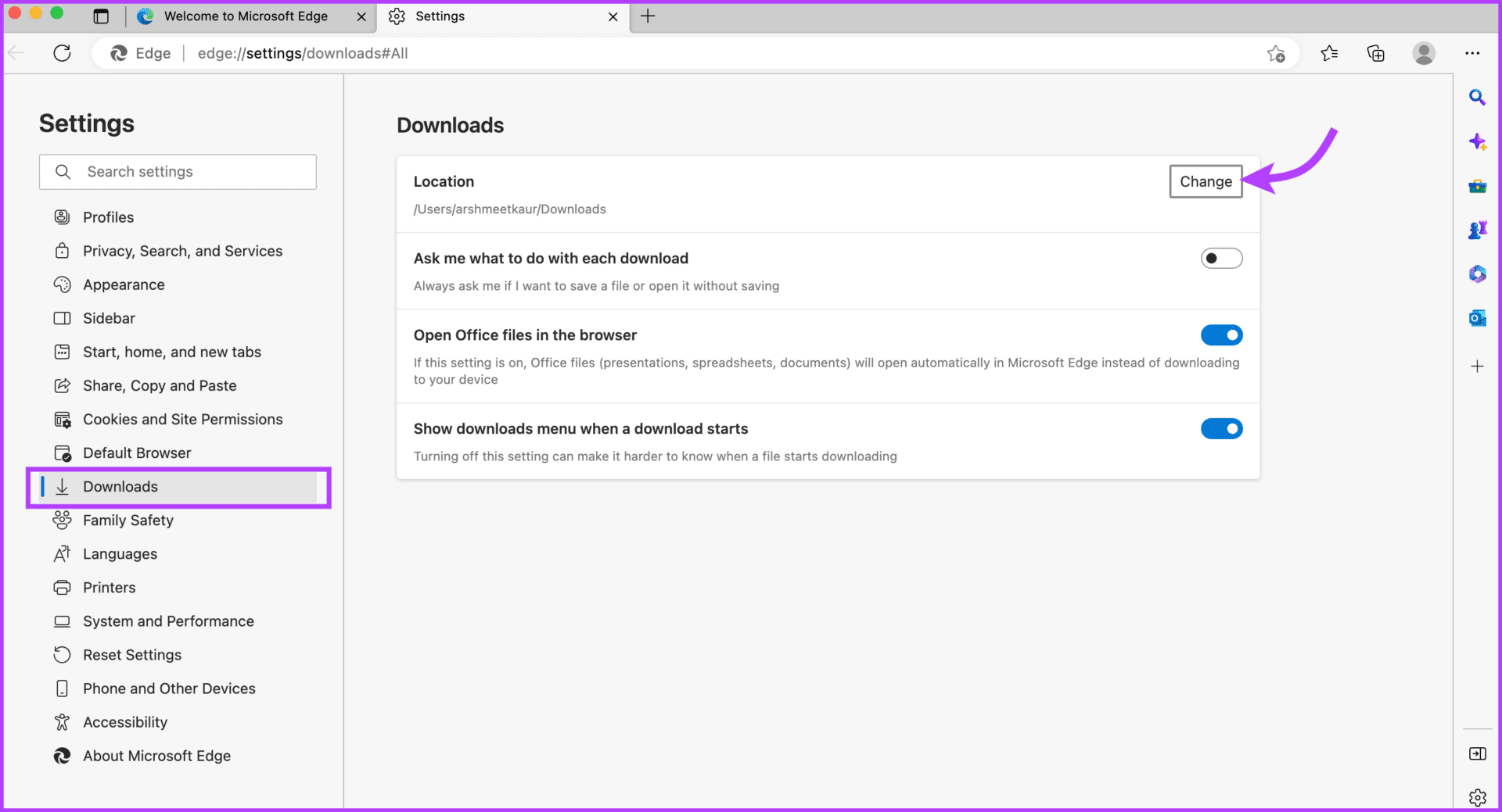 Change-the-Edge-Download-Folder-Location-2 كيفية تغيير موقع تنزيل الملفات لمتصفح Chrome أو Firefox أو Opera GX أو Edge