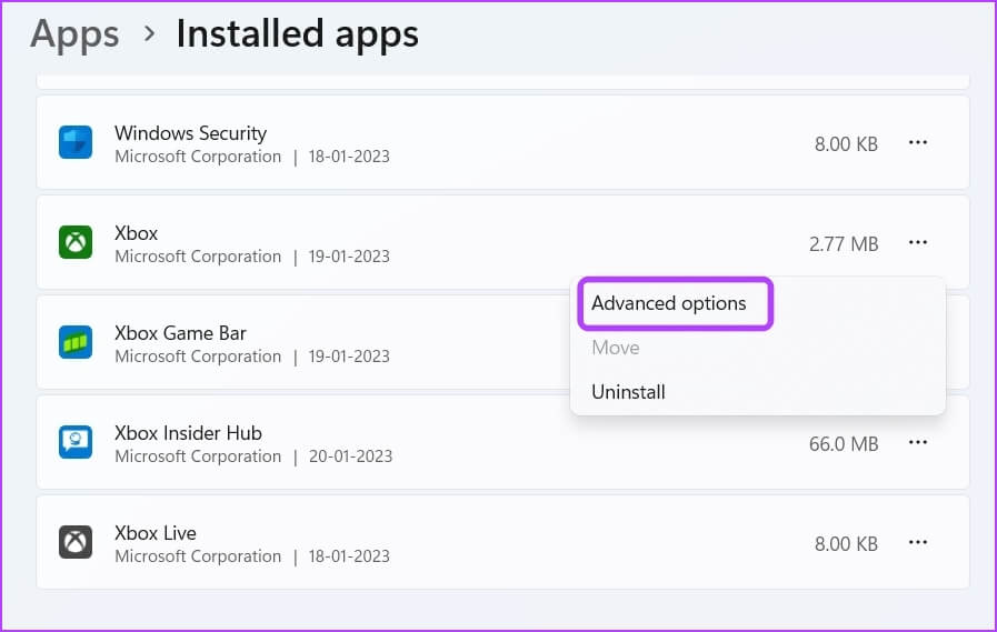 Choosing-Advanced-option كيفية زيادة سرعة التنزيل في تطبيق Xbox لنظام التشغيل Windows 11