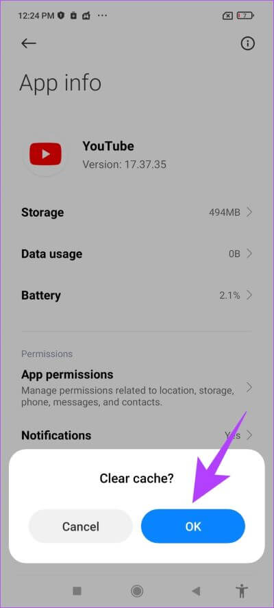 Clear-Cache-YouTube أفضل 9 إصلاحات لعدم تنزيل مقاطع الفيديو في وضع عدم الاتصال على تطبيق YouTube Premium