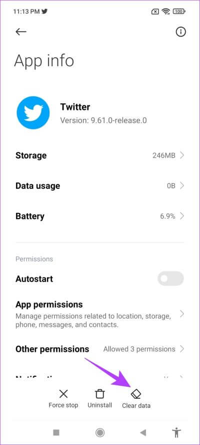 Clear-Data-4 كيفية إصلاح تكرار نفس التغريدات على يوميات Twitter على iPhone و Android