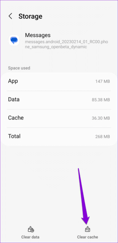 Clear-Google-Messages-App-Cache-on-Android-500x1024-1-e1677181320825 أفضل 8 طرق لإصلاح عدم تنزيل رسائل الوسائط المتعددة MMS على Google Messages في Android