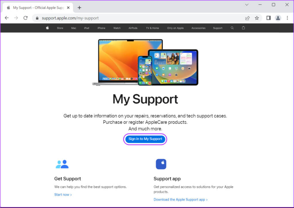 Click-Sign-in-My-Support-1024x725-1 أفضل 4 طرق للتحقق من ضمان جهاز iPhone الخاص بك
