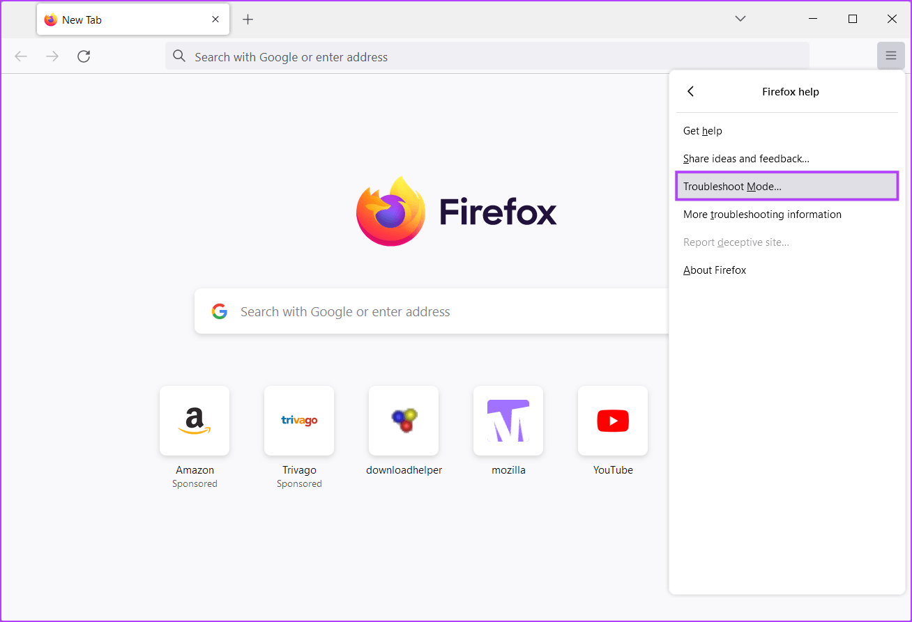 Click-Troubleshoot-Mode أفضل 7 إصلاحات لاستخدام Firefox المرتفع لوحدة المعالجة المركزية CPU على Windows 11