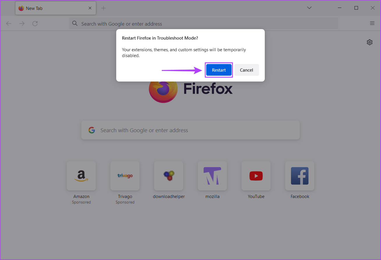 Click-on-Restart-1 أفضل 7 إصلاحات لاستخدام Firefox المرتفع لوحدة المعالجة المركزية CPU على Windows 11