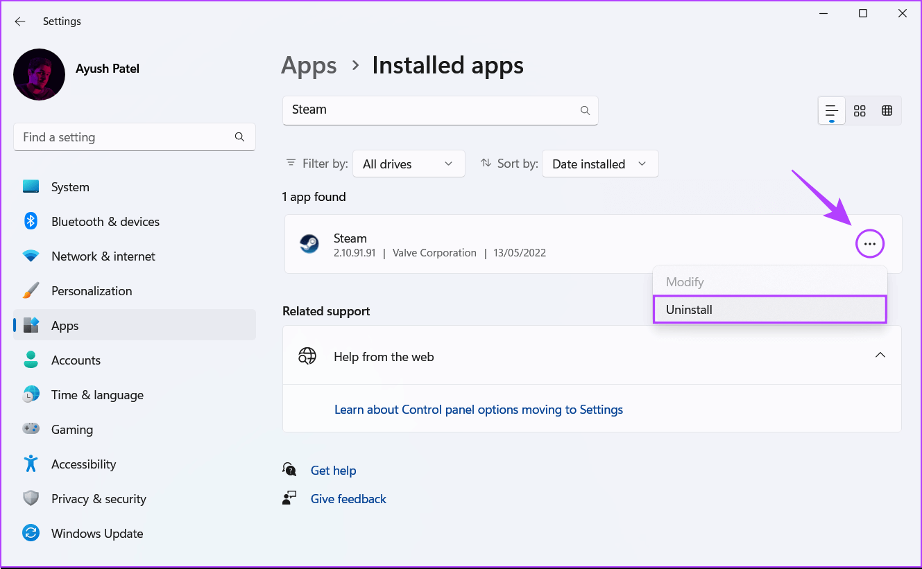 Click-on-Uninstall-3 أفضل 7 طرق لإصلاح عدم عمل البث عبر Steam على Windows 11