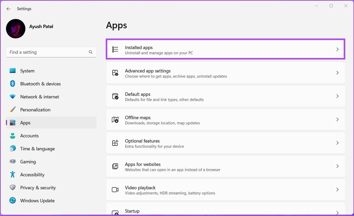 Click-on-installed-apps-2 أفضل 7 طرق لإصلاح عدم عمل البث عبر Steam على Windows 11
