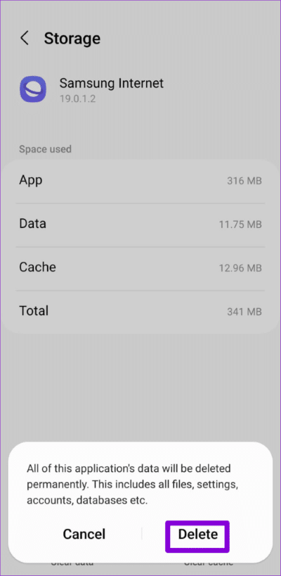 Confirm-Delete-App-Data-for-Samsung-Internet-Browser-1-500x1024-1 أفضل 7 طرق لإصلاح استمرار توقف متصفح الإنترنت من Samsung على Android