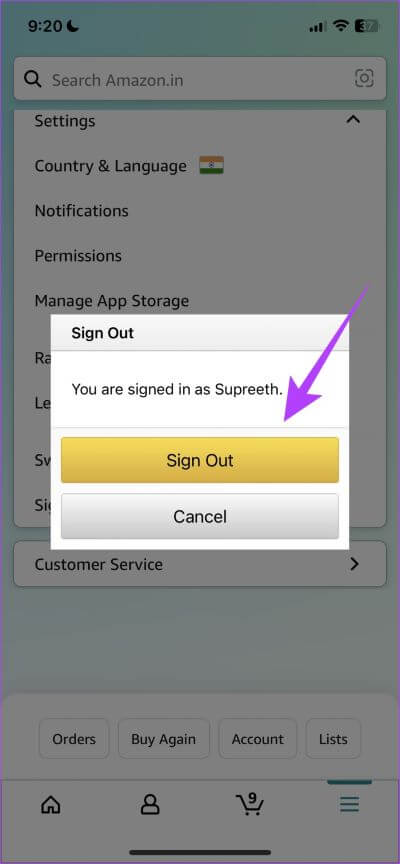 Confirm-Sign-Out-1 لن تضيف Amazon عناصر إلى عربة التسوق: 7 طرق لإصلاح ذلك على iPhone و Android