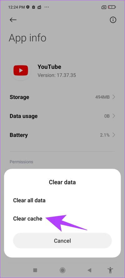 Confrim-Clear-Cache-2 أفضل 9 إصلاحات لعدم تنزيل مقاطع الفيديو في وضع عدم الاتصال على تطبيق YouTube Premium