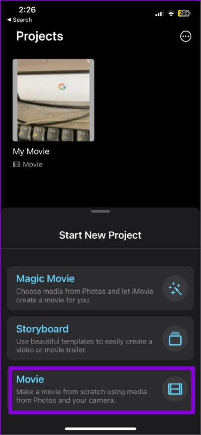 Create-Movie-in-iMovie-App-474x1024-1 كيفية تحويل فيديو بطيء الحركة إلى فيديو عادي على iPhone