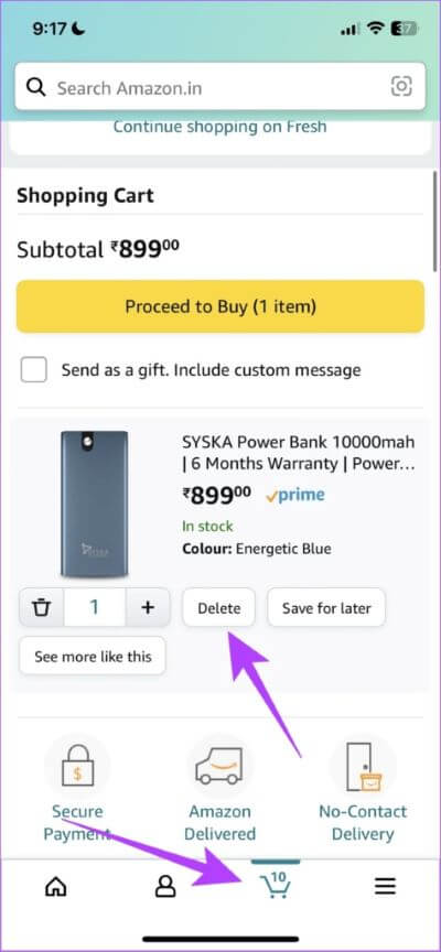 Delete-Item-in-Cart-474x1024-1 لن تضيف Amazon عناصر إلى عربة التسوق: 7 طرق لإصلاح ذلك على iPhone و Android