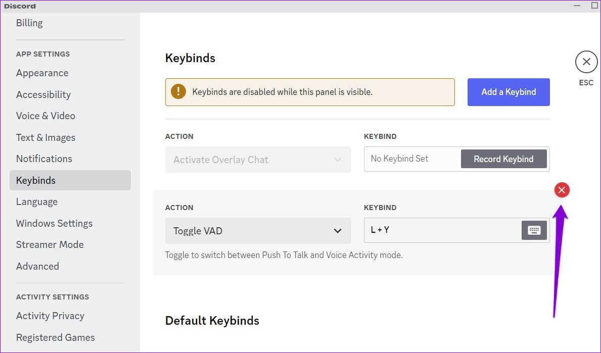 Delete-Keybinds-in-Discord.png أفضل 8 طرق لإصلاح استمرار تجمد Discord على جهاز كمبيوتر Windows