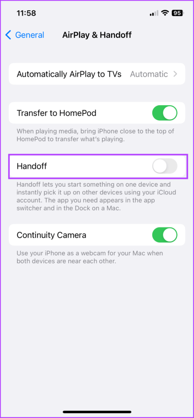 Disable-Handoff-on-iPhone-2-713x1536-1 9 طرق لفصل iPhone عن جهاز Mac كليًا أو جزئيًا