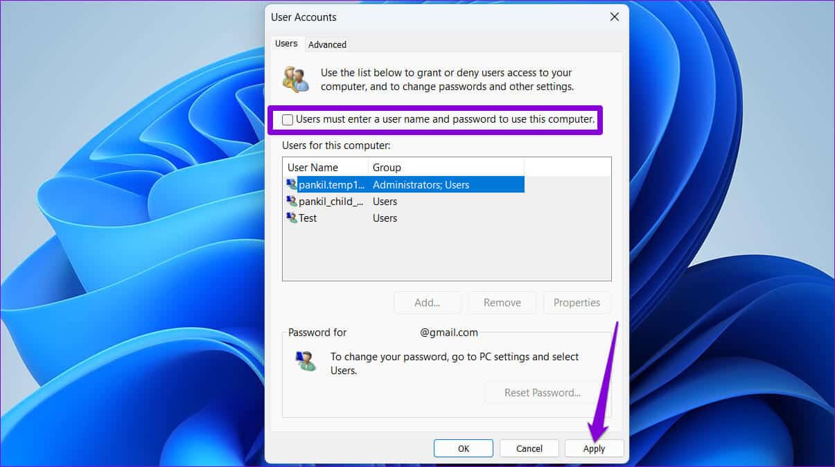 Disable-Password-Requirement-At-Login-on-Windows-11-1 أفضل 7 طرق لإصلاح عدم ظهور شاشة تسجيل الدخول في Windows 11