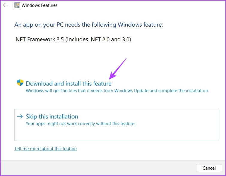 Download-and-install-this-feature-option أفضل 7 إصلاحات لخطأ 0x800f081f عند تحديث Windows في Windows 11